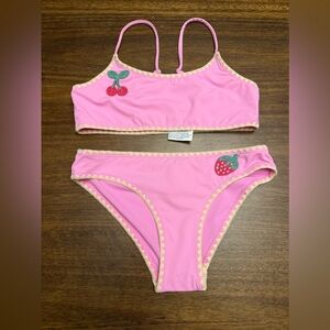 NEW! Zara Pink Kids Swim Set with Cherry and Strawberry Design Size 11/12